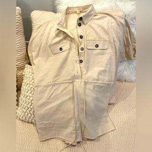 Linen colored romper with adjustable tie-waist size M